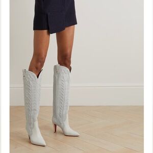 Christian Louboutin Santia Botta White Cowboy Boots